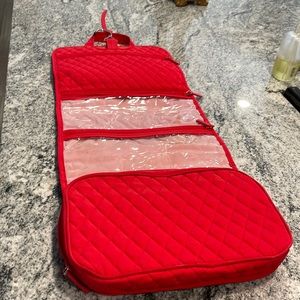 Vera Bradley Iconic Hanging Organizer Toiletries Case Makeup Bag in bright red.